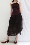 Marc Le Bihan Silk Skirt Six-layer Yarn 25930 Series French Hand-dyed MLB-25930-JIUHONG Burgundy